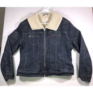 Levis Denim Trucker Coat Sherpa Lined Full Zip Pockets Boys Girls Youth Sz XL